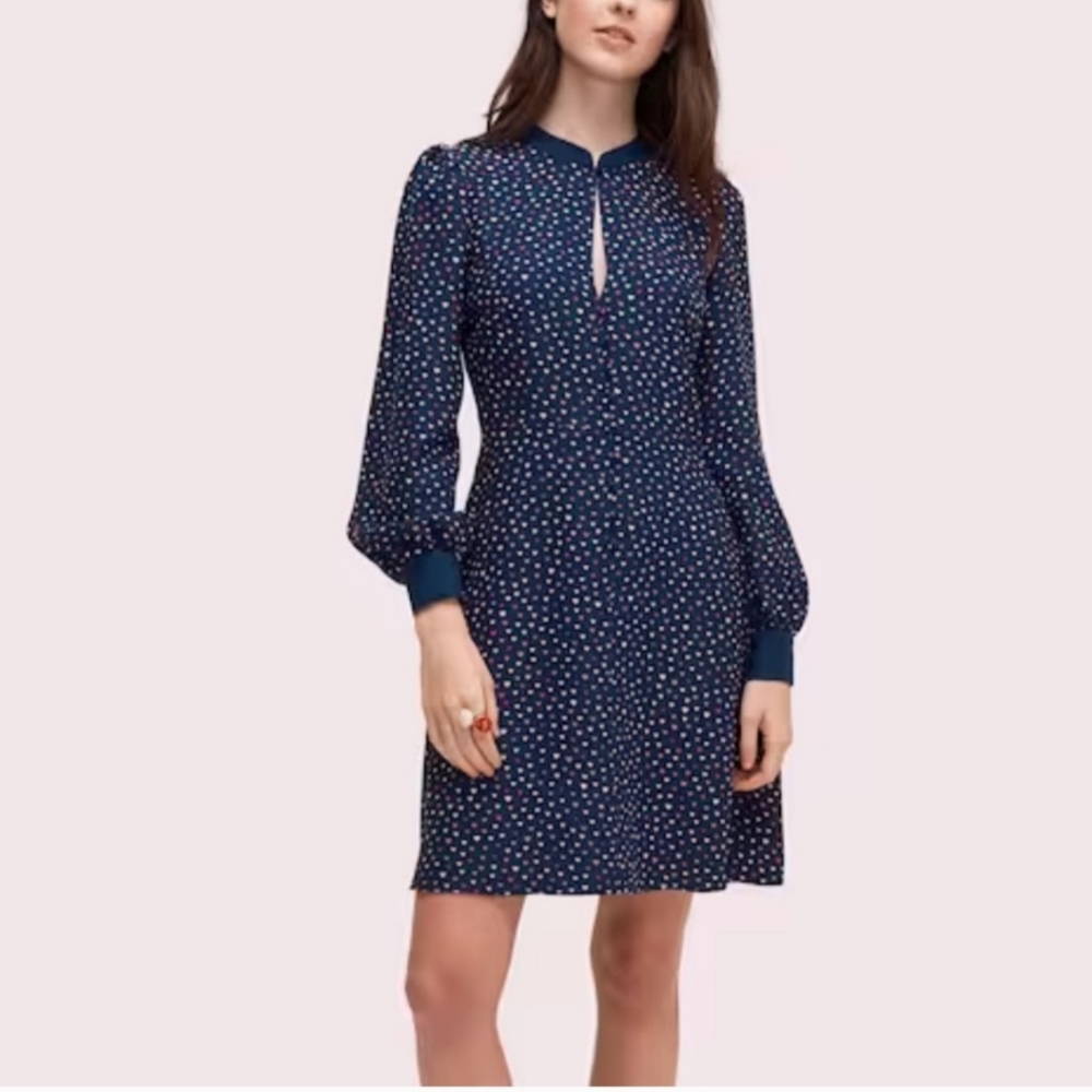 Kate Spade Size 4 Lips Crepe Fun Printed Fit & Flare Button Front Dress